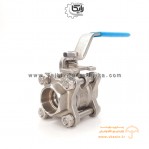 شیر گازی (توپی Ball Valve) سه تکه دنده ای استنلس استیل